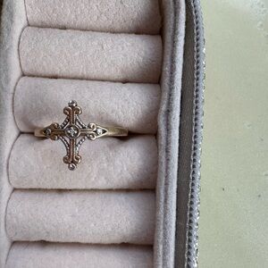 Solid 10k yellow gold cross ring size 7-7.5